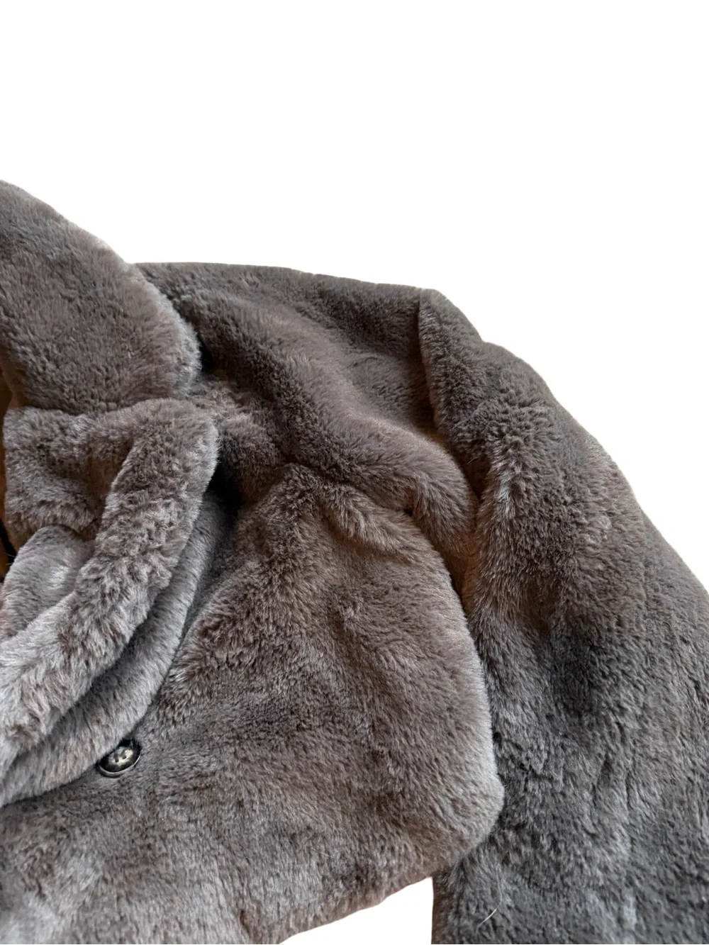 Song of Style Faux Fur Coat Brown Cropped Length Jacket Vegan Size Small Women's